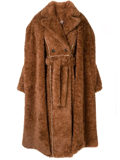 Shop Ruban Layered Faux-fur Coat In Brown