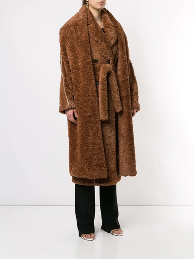 Shop Ruban Layered Faux-fur Coat In Brown