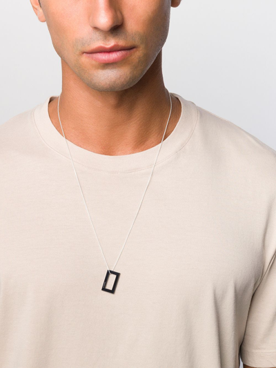 Le Gramme 21/10ths Sterling Silver And Ceramic Necklace In Black