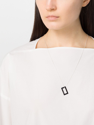 Le Gramme 21/10ths Sterling Silver And Ceramic Necklace In Black