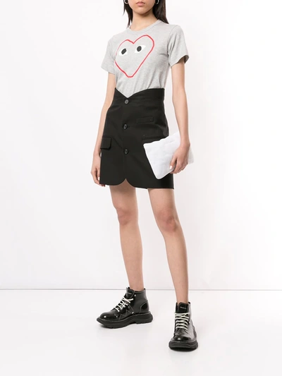 Comme Des Garçons Play Comme Des Garcons Play Grey Outline Heart T-shirt In Grey