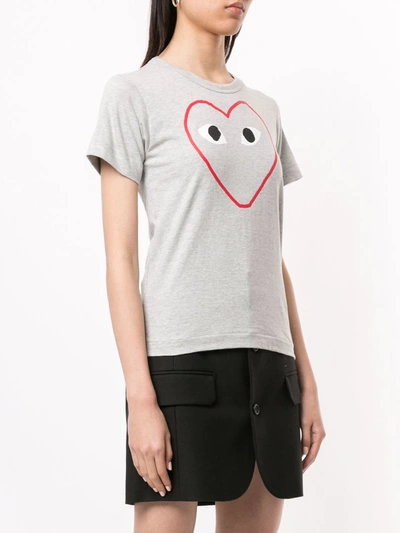 Shop Comme Des Garçons Play Logo-print Crew Neck T-shirt In Grey