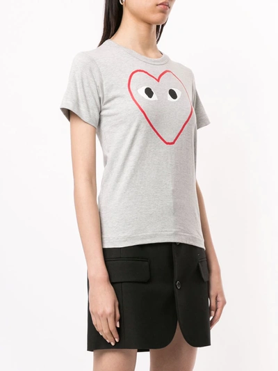 Comme Des Garçons Play Comme Des Garcons Play Grey Outline Heart T-shirt In Grey