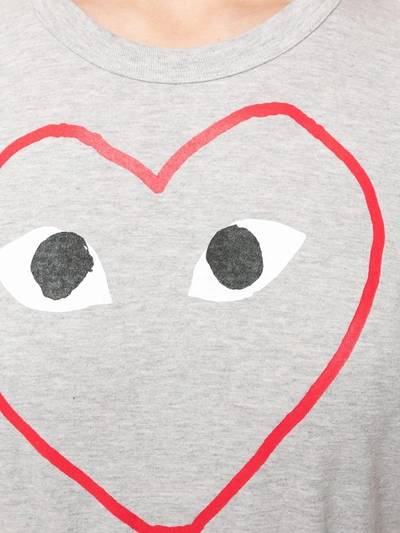 Shop Comme Des Garçons Play Logo-print Crew Neck T-shirt In Grey