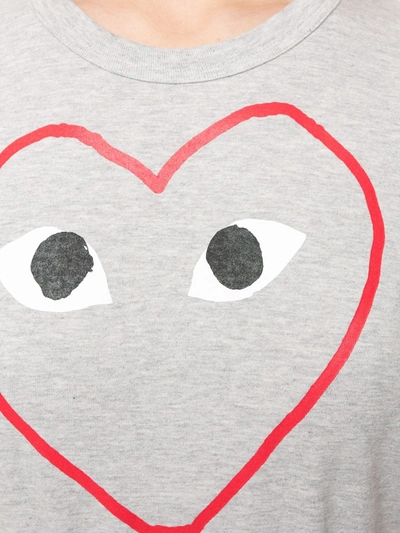 Comme Des Garçons Play Comme Des Garcons Play Grey Outline Heart T-shirt In Grey