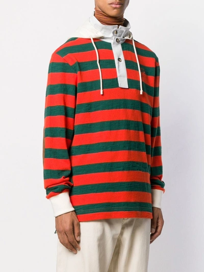Shop Loewe Contrast Hood Striped Jumper In Orange