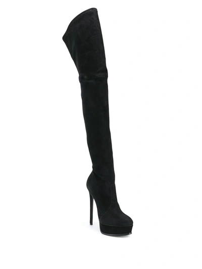 Shop Casadei Over The Knee Stiletto Boots In Black