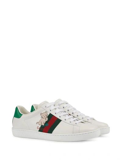Shop Gucci Ace Low-top Sneakers In White