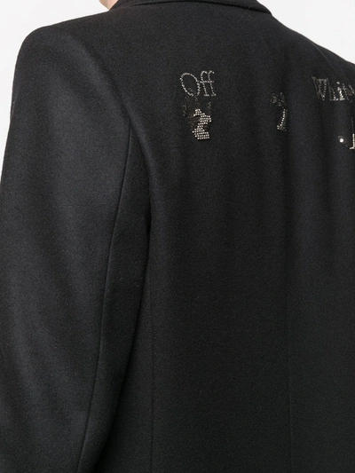 Shop Off-white Logo Embellished Single-breasted Coat In Black