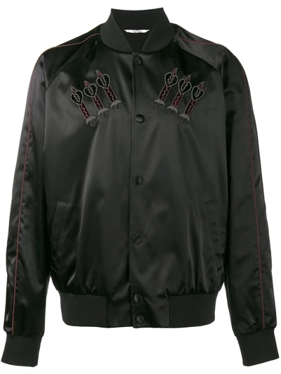 Shop Valentino Love Blade Bomber Jacket In Black
