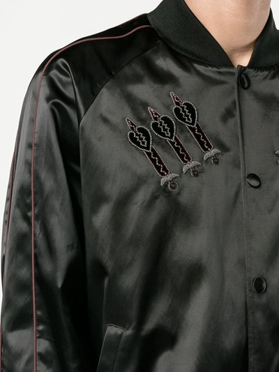Shop Valentino Love Blade Bomber Jacket In Black