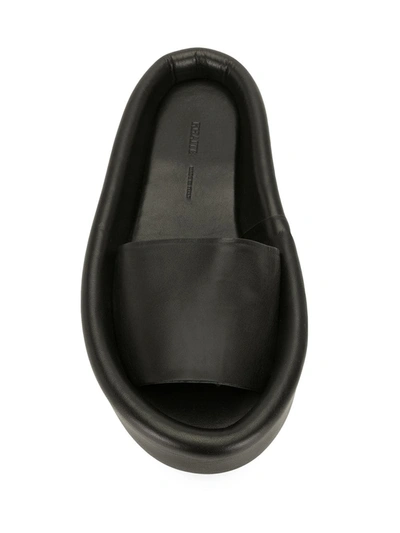 Shop Khaite Raised Sole Leather Slides In Black