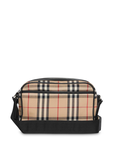 Shop Burberry Vintage Check And Leather Crossbody Bag In Neutrals