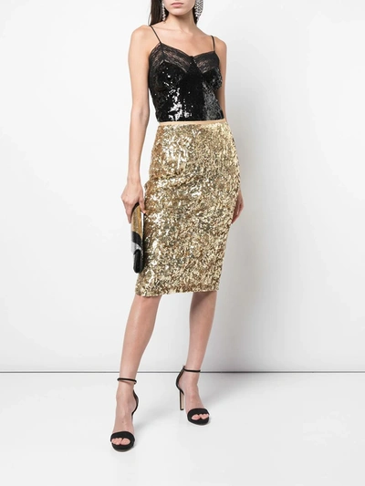 Shop Michael Kors Sequinned Pencil Skirt In Gold