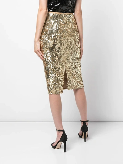 Shop Michael Kors Sequinned Pencil Skirt In Gold