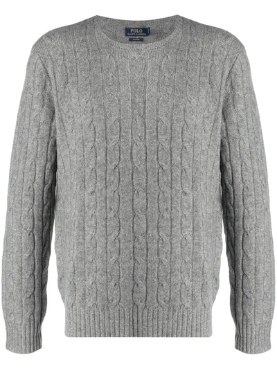 Shop Polo Ralph Lauren Chunky Cable Knit Jumper In Grey