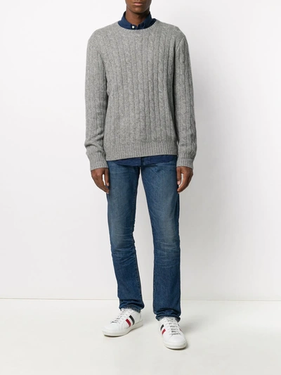 Shop Polo Ralph Lauren Chunky Cable Knit Jumper In Grey