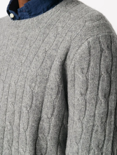 Shop Polo Ralph Lauren Chunky Cable Knit Jumper In Grey