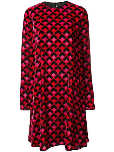 Shop Rochas Long Sleeve Dress In Red