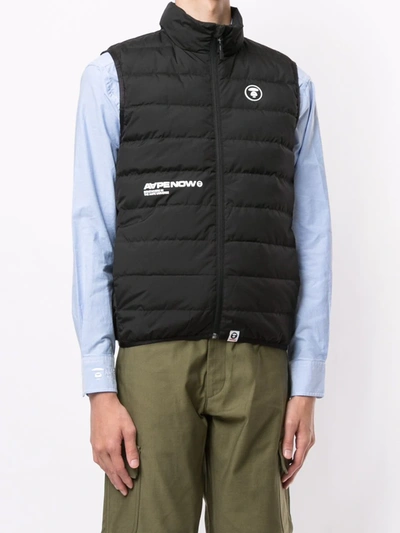 Shop Aape By A Bathing Ape Quilted Logo Patch Gilet In Black