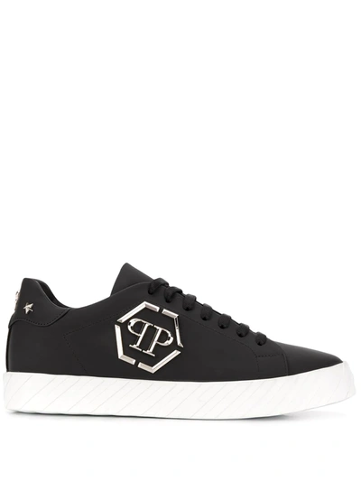 Shop Philipp Plein Logo Sneakers In Black