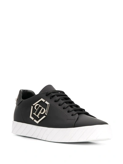Shop Philipp Plein Logo Sneakers In Black