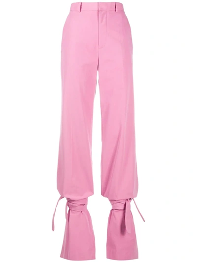 Shop Attico High-waisted Tie-ankle Trousers In Pink