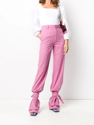 Shop Attico High-waisted Tie-ankle Trousers In Pink