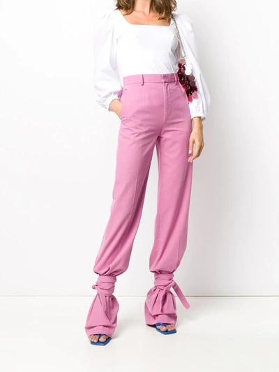 Attico Ties-detail Canvas Cotton Trousers In Pink