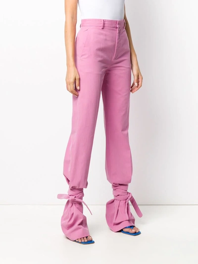 Shop Attico High-waisted Tie-ankle Trousers In Pink