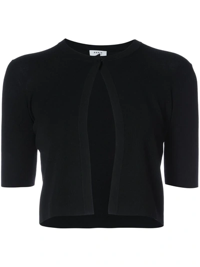 Shop Akris Punto Cropped Round-neck Cardigan In Black