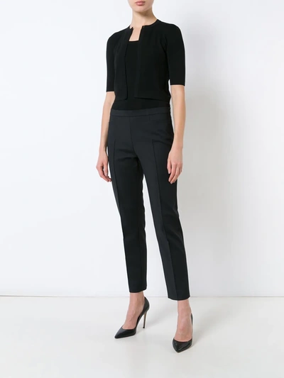 Shop Akris Punto Cropped Round-neck Cardigan In Black