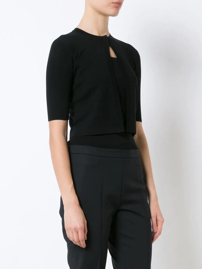 Shop Akris Punto Cropped Round-neck Cardigan In Black