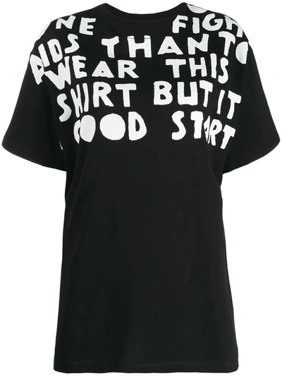 Shop Maison Margiela Oversized Slogan Print T-shirt In Black