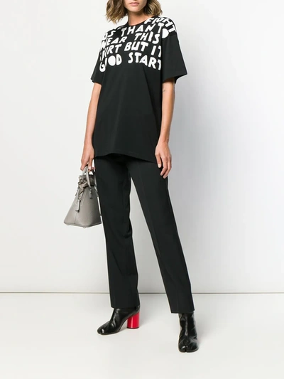 Shop Maison Margiela Oversized Slogan Print T-shirt In Black