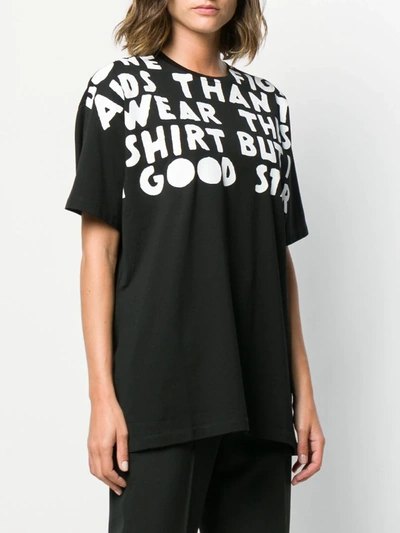 Shop Maison Margiela Oversized Slogan Print T-shirt In Black