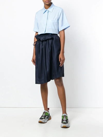 Shop Stella Mccartney Asymmetric Pleated Skirt In Blue