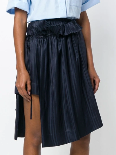 Shop Stella Mccartney Asymmetric Pleated Skirt In Blue