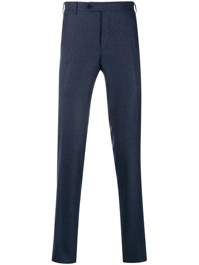 Shop Canali Tailored Straight Leg Trousers In Blue