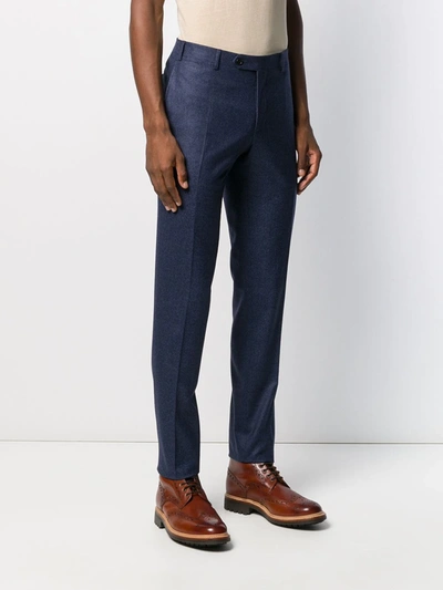 Shop Canali Tailored Straight Leg Trousers In Blue