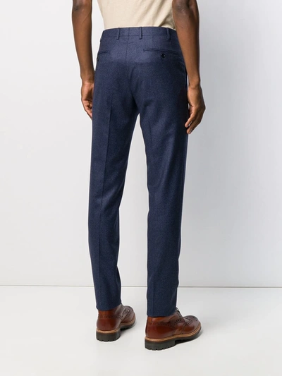 Shop Canali Tailored Straight Leg Trousers In Blue