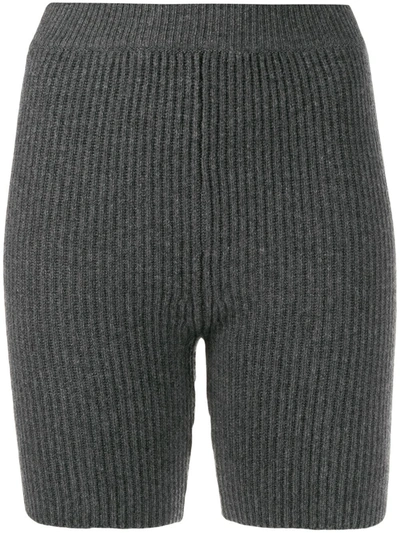 Shop Cashmere In Love Mira Knitted Biker Shorts In Grey