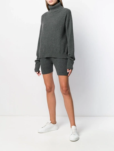 Shop Cashmere In Love Mira Knitted Biker Shorts In Grey