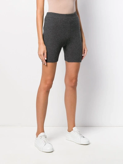 Shop Cashmere In Love Mira Knitted Biker Shorts In Grey