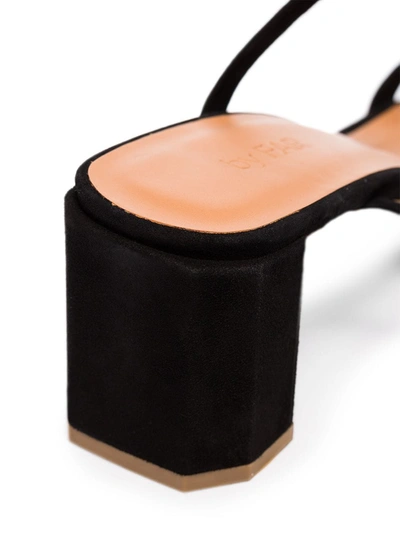 Shop By Far Black Tanya 65 Double Strap Suede Mules