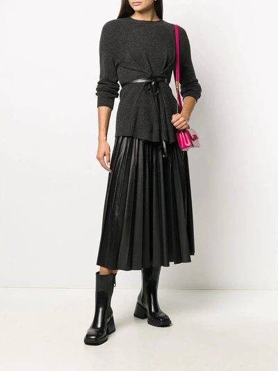 Valentino Ribbon Belted Jumper In Grey