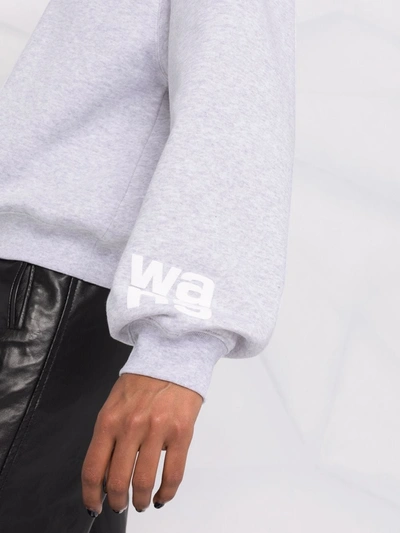 Shop Alexander Wang T Logo-print Drawstring Hoodie In Grey