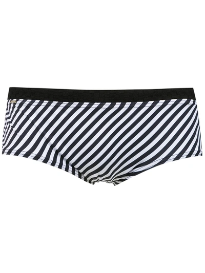 Shop Amir Slama Striped Swim Briefs In Black