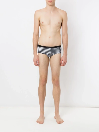 Shop Amir Slama Striped Swim Briefs In Black