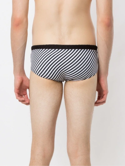 Shop Amir Slama Striped Swim Briefs In Black